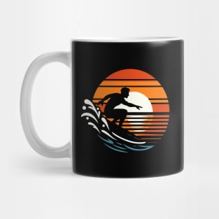 Surfing at sunset vintage retro Mug